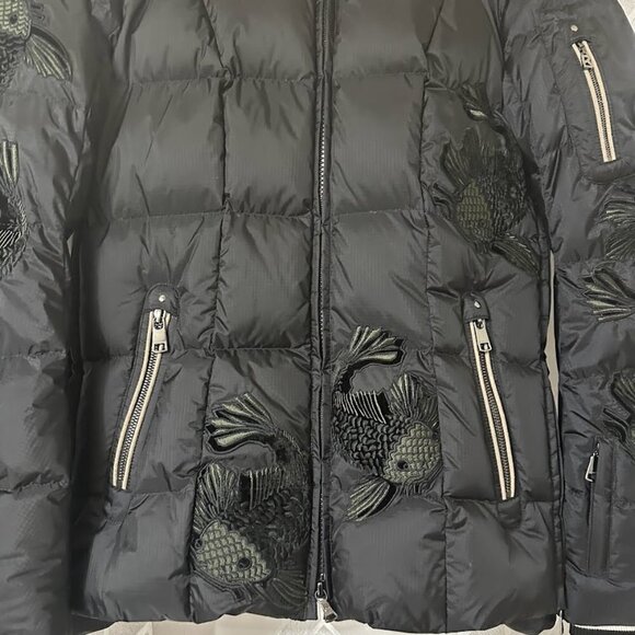 Rare Bogner Goan Thylmann Ski Puffer Down Black Coat Embroidered Fish Size XS 4 - Picture 12 of 16